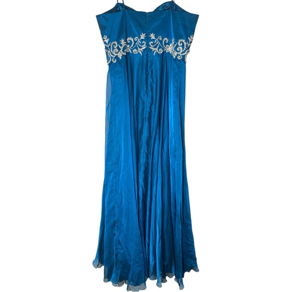 BICICI & COTY A Line Formal Dress Blue with Silver Floral Detail Size XL - Picture 9 of 16